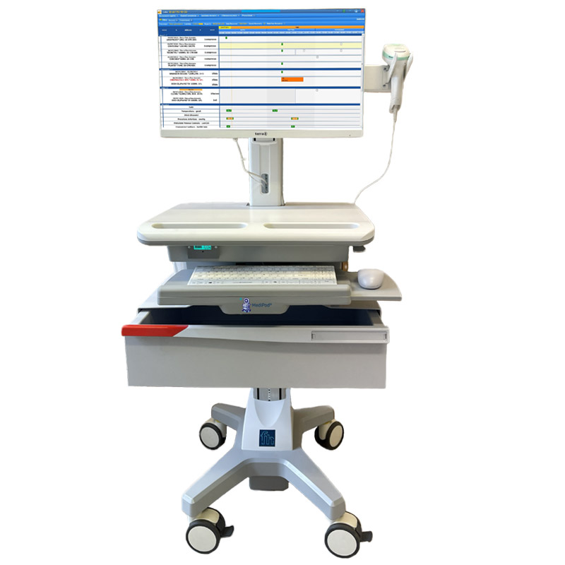 MediPod Power trolley for PC and screen with 600 mm drawer